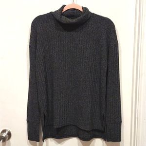 Athleta Dark Gray Ribbed Turtleneck Sweater Size S w/ Thumbholes -Lagenlook